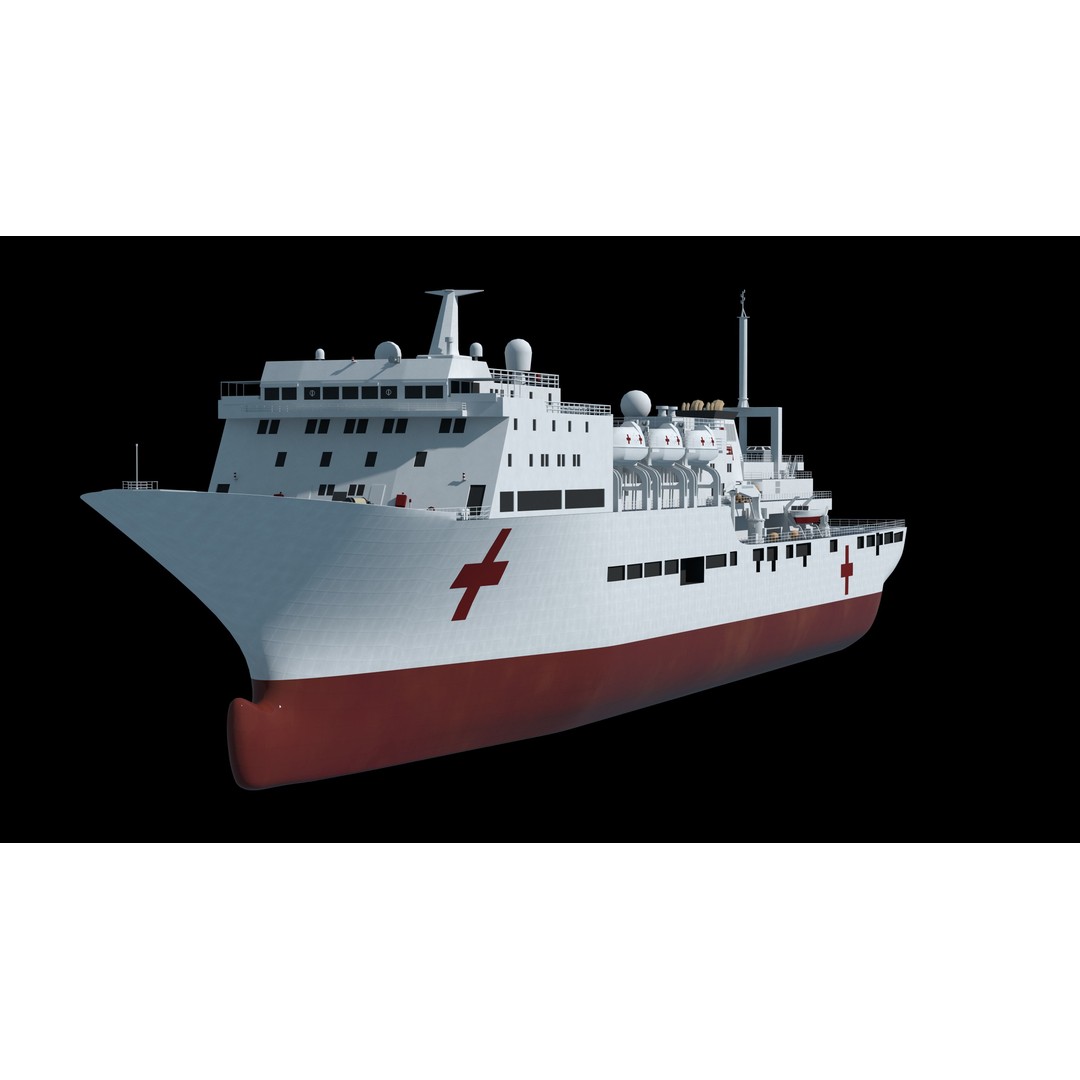 Chinese Peace Ark Hospital Ship 3D Model – High Poly PBR Asset, OBJ & Maya - View 10