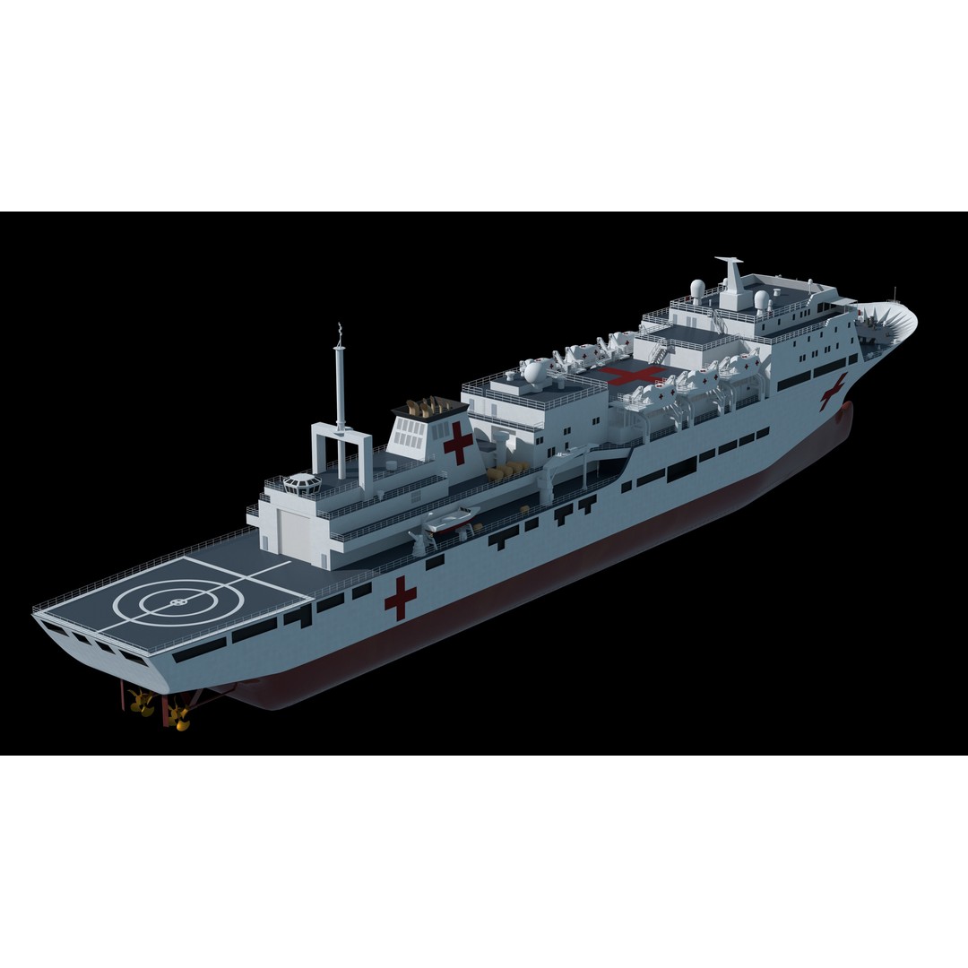 Chinese Peace Ark Hospital Ship 3D Model – High Poly PBR Asset, OBJ & Maya - View 11