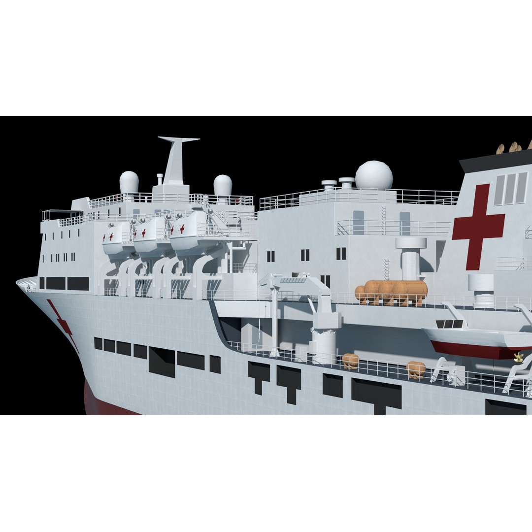 Chinese Peace Ark Hospital Ship 3D Model – High Poly PBR Asset, OBJ & Maya - View 13