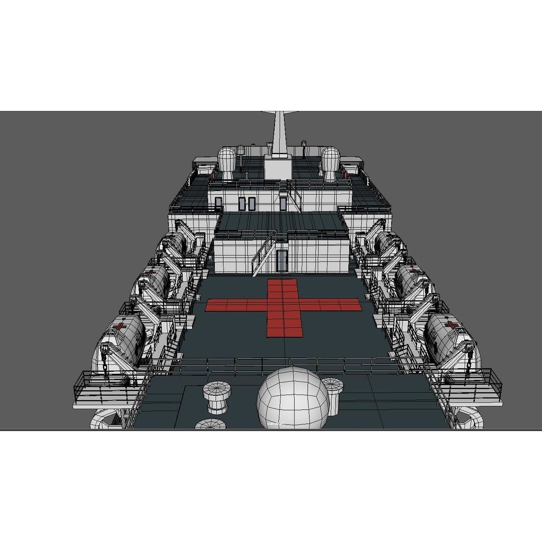 Chinese Peace Ark Hospital Ship 3D Model – High Poly PBR Asset, OBJ & Maya - View 15