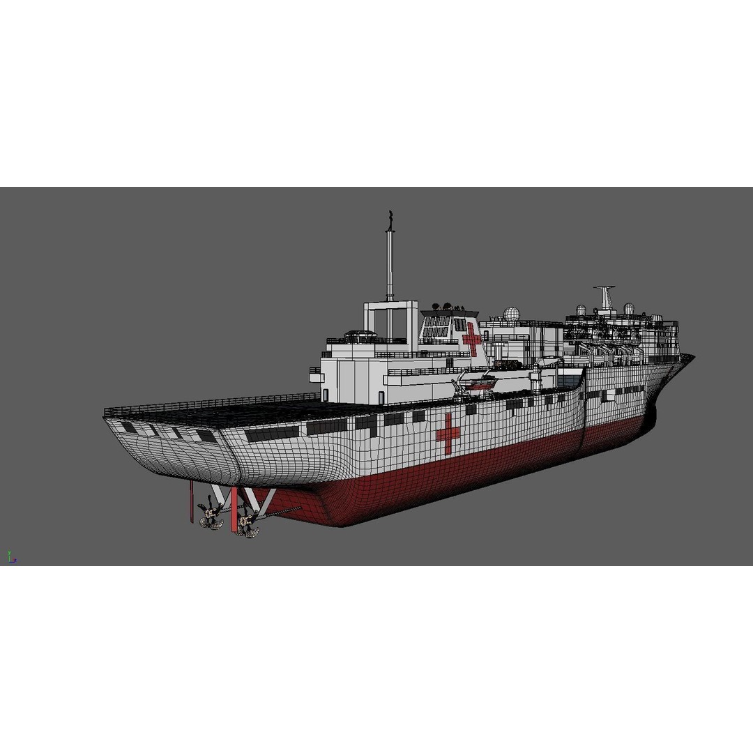 Chinese Peace Ark Hospital Ship 3D Model – High Poly PBR Asset, OBJ & Maya - View 16
