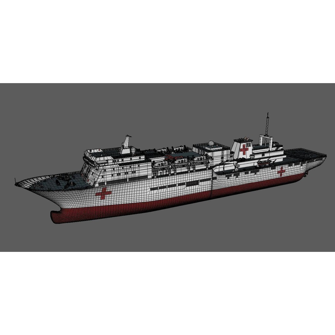 Chinese Peace Ark Hospital Ship 3D Model – High Poly PBR Asset, OBJ & Maya - View 17