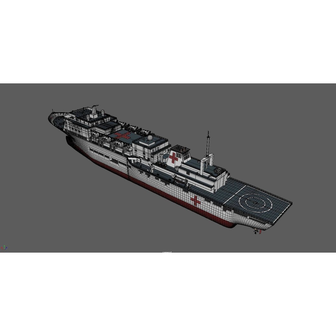 Chinese Peace Ark Hospital Ship 3D Model – High Poly PBR Asset, OBJ & Maya - View 19