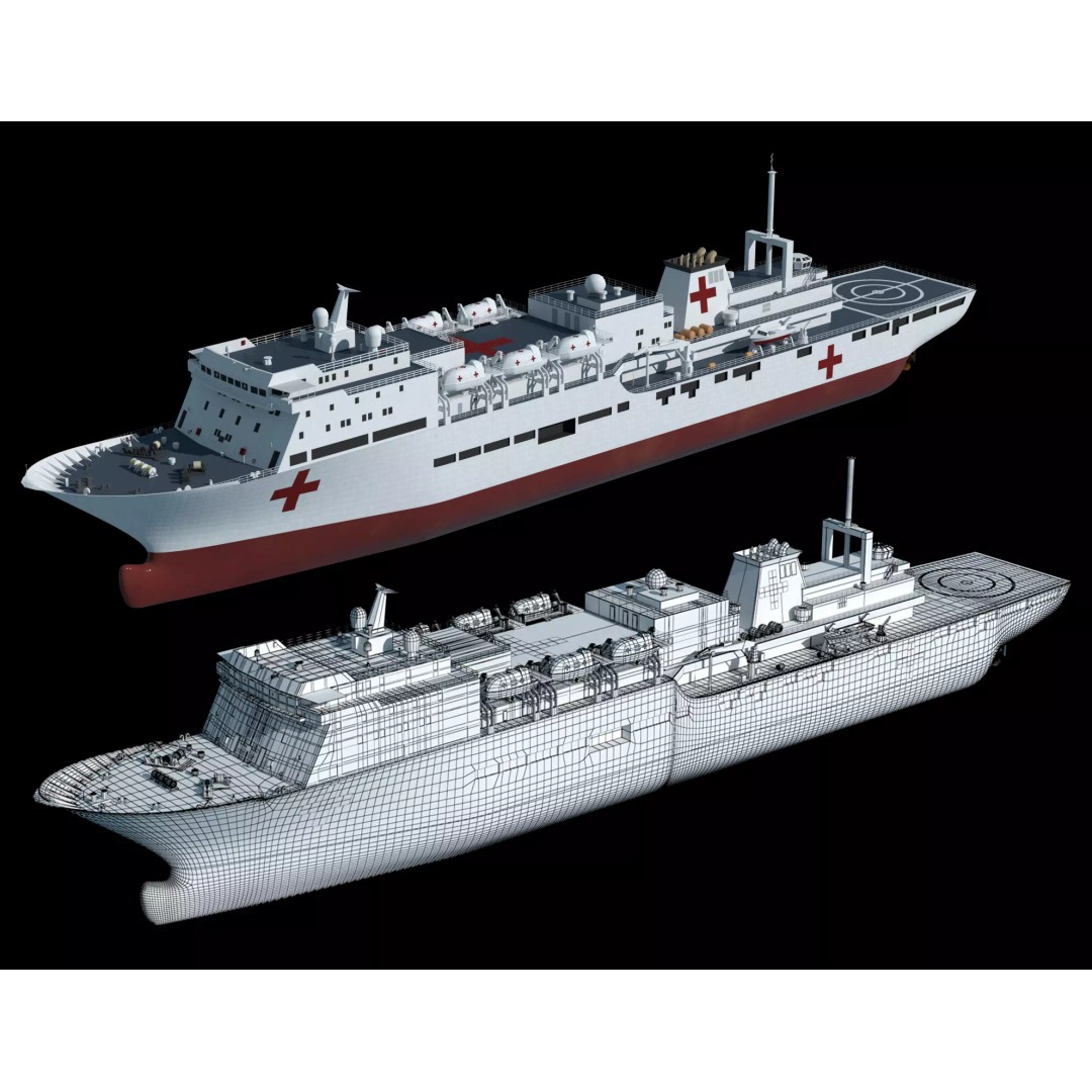 Chinese Peace Ark Hospital Ship 3D Model – High Poly PBR Asset, OBJ & Maya - View 2