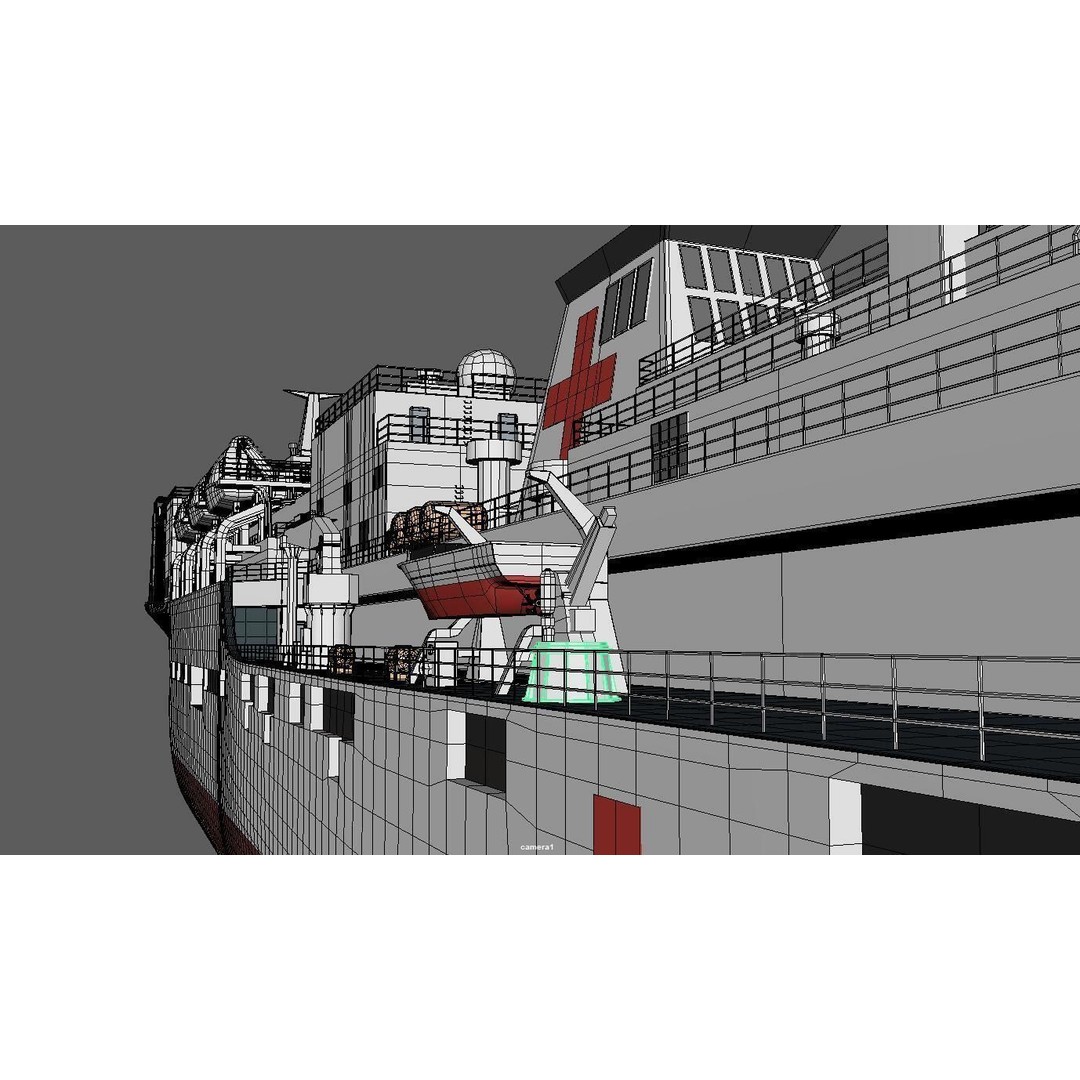 Chinese Peace Ark Hospital Ship 3D Model – High Poly PBR Asset, OBJ & Maya - View 21