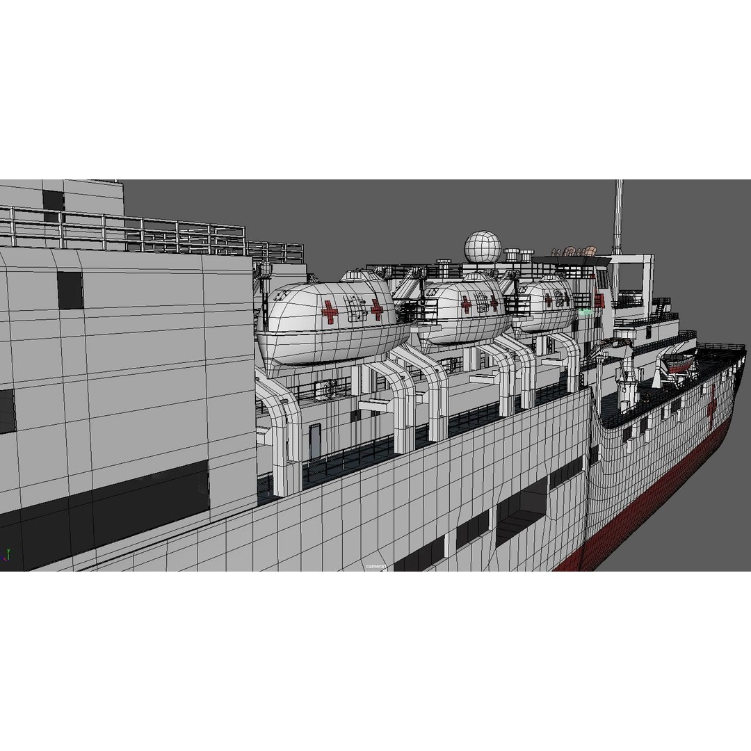 Chinese Peace Ark Hospital Ship 3D Model – High Poly PBR Asset, OBJ & Maya - View 22