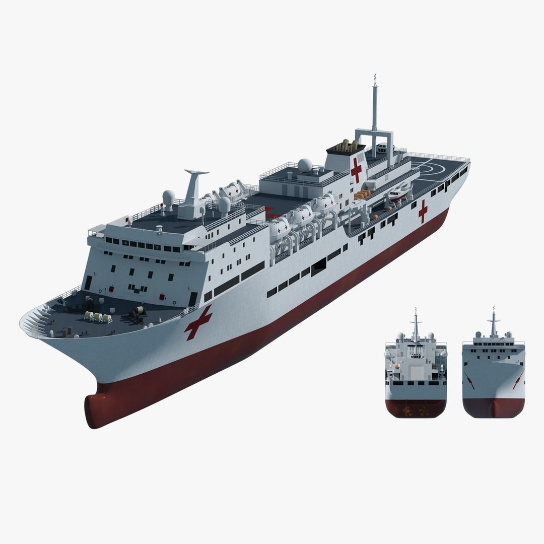 Chinese Peace Ark Hospital Ship 3D Model – High Poly PBR Asset, OBJ & Maya - View 3