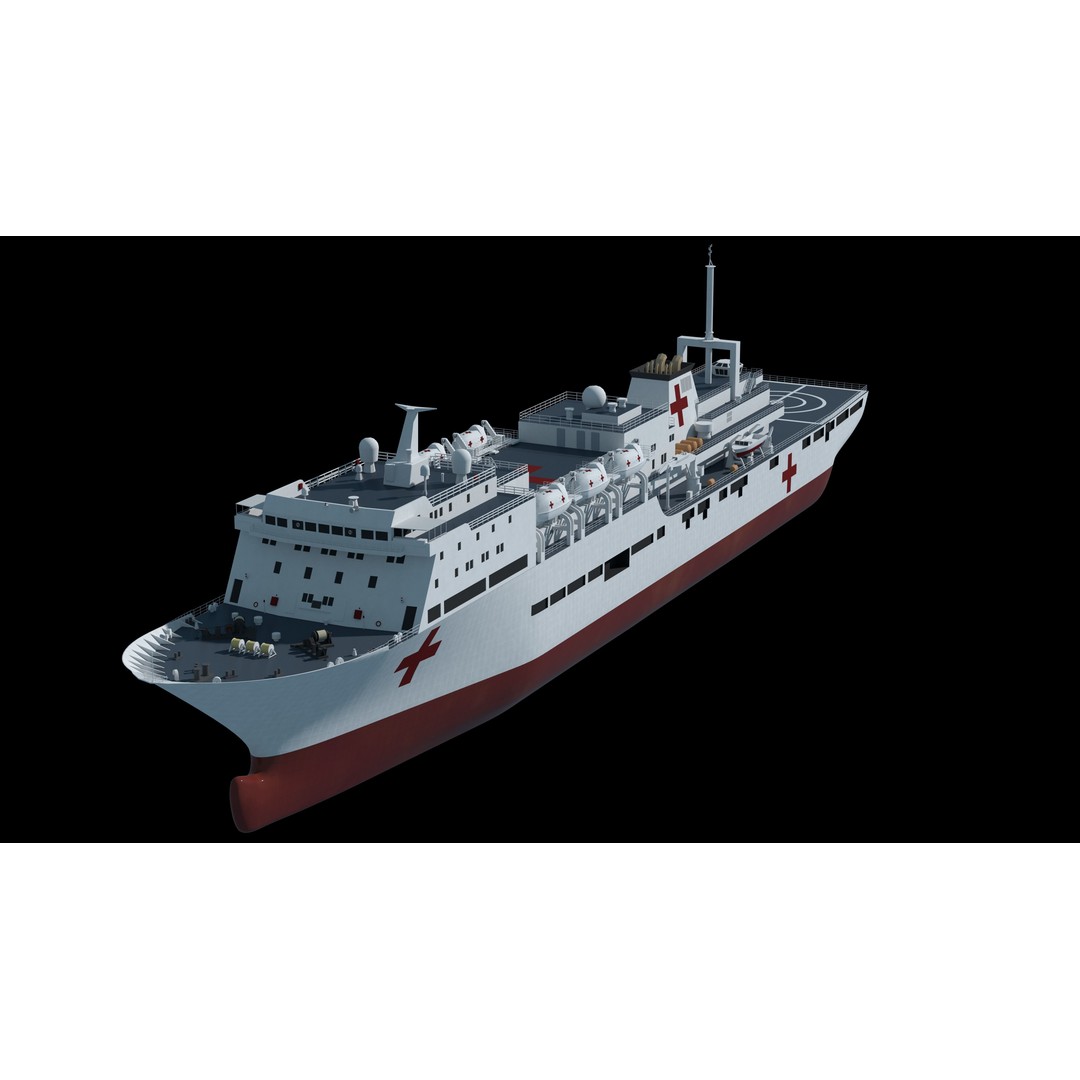 Chinese Peace Ark Hospital Ship 3D Model – High Poly PBR Asset, OBJ & Maya - View 5