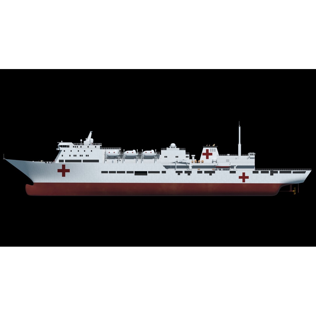 Chinese Peace Ark Hospital Ship 3D Model – High Poly PBR Asset, OBJ & Maya - View 8