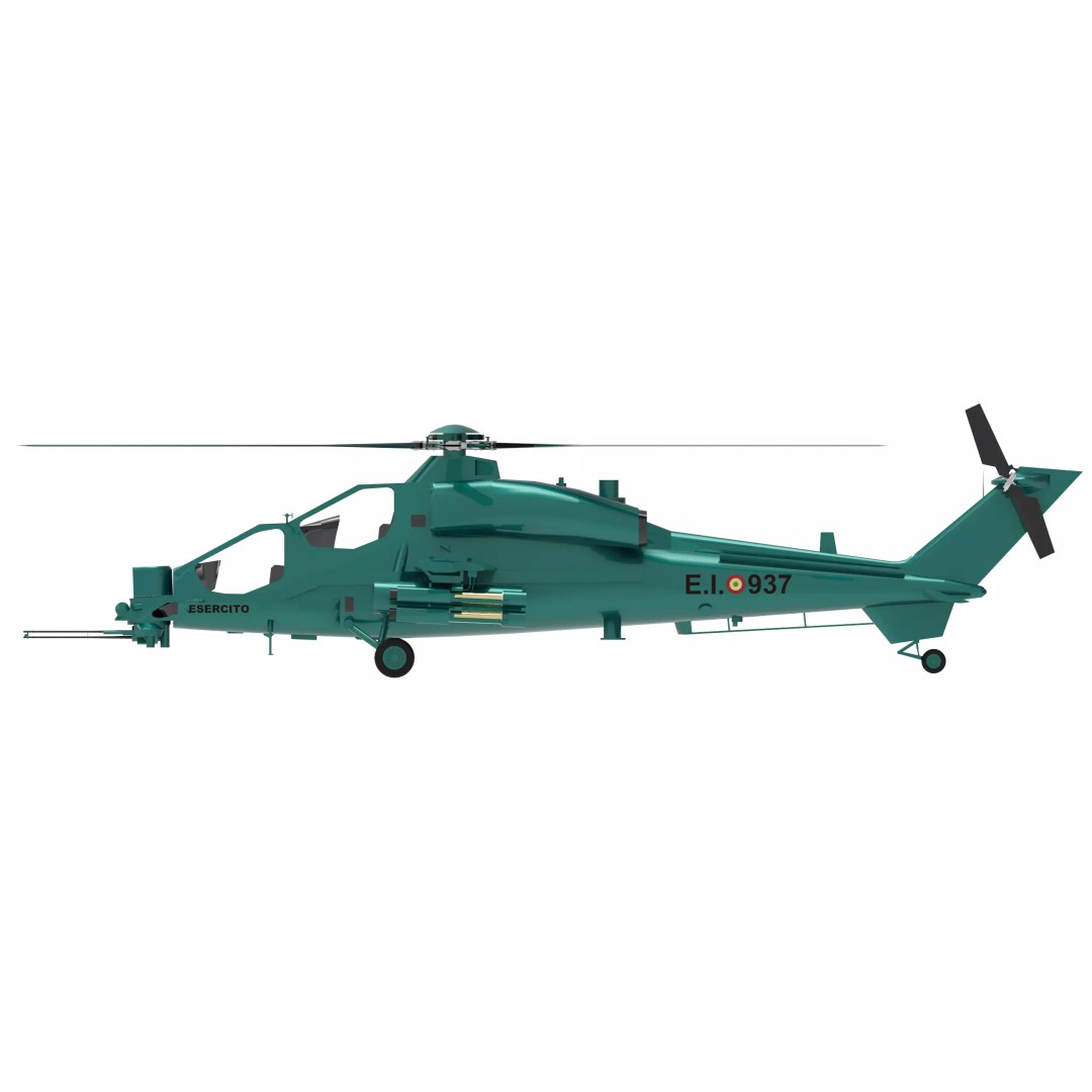 Agusta A129 Mangusta 3D Model – Low Poly Military Helicopter, FBX - View 3