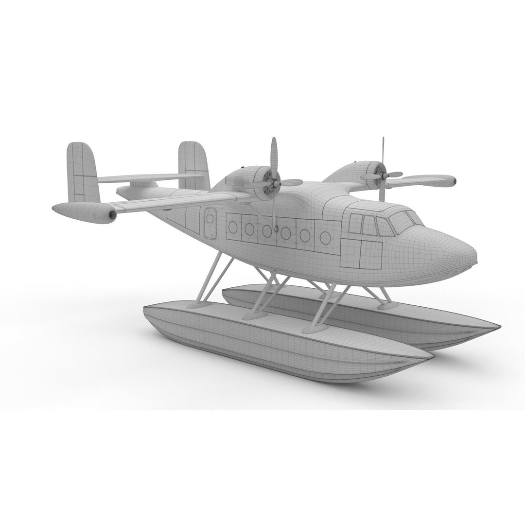 Seaplane 3D Model – Military Floatplane with PBR Textures, FBX