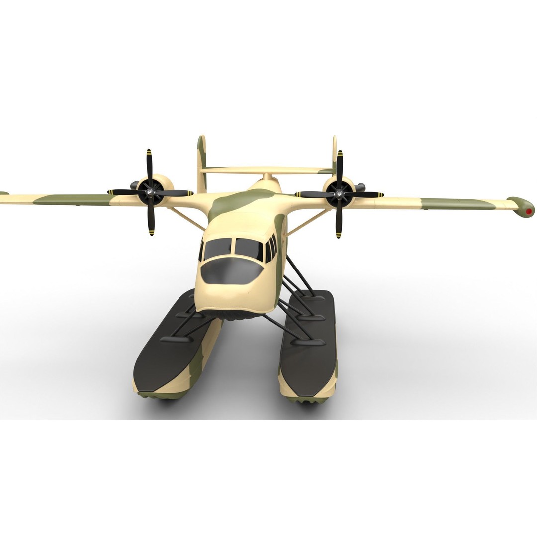 Seaplane 3D Model – Military Floatplane with PBR Textures, FBX - View 3