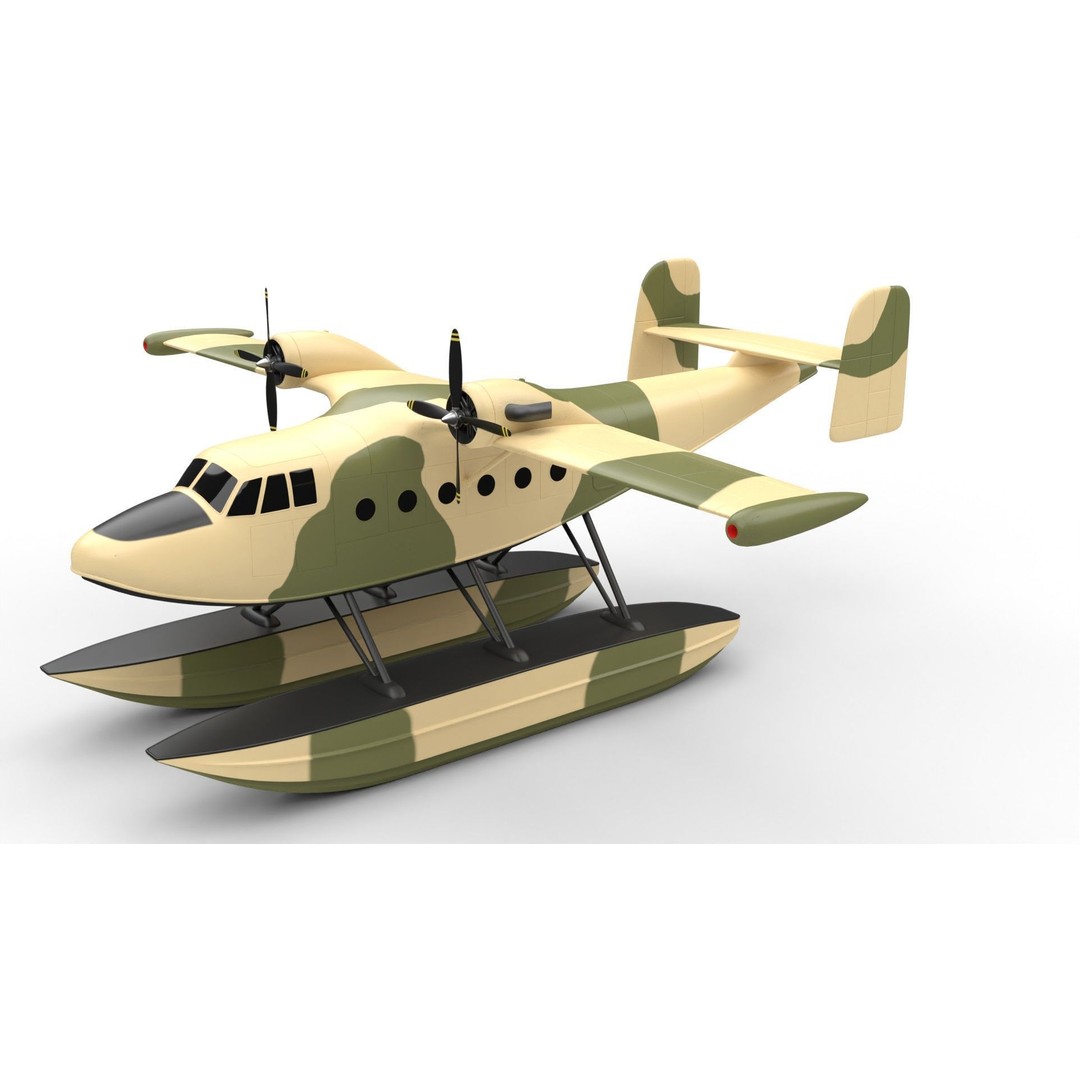 Seaplane 3D Model – Military Floatplane with PBR Textures, FBX - View 4