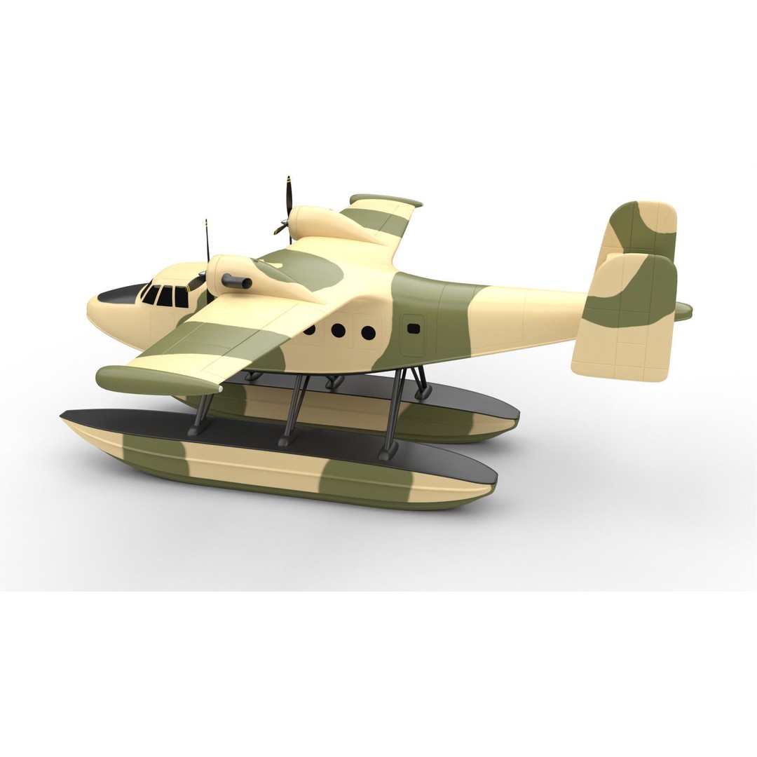 Seaplane 3D Model – Military Floatplane with PBR Textures, FBX - View 5