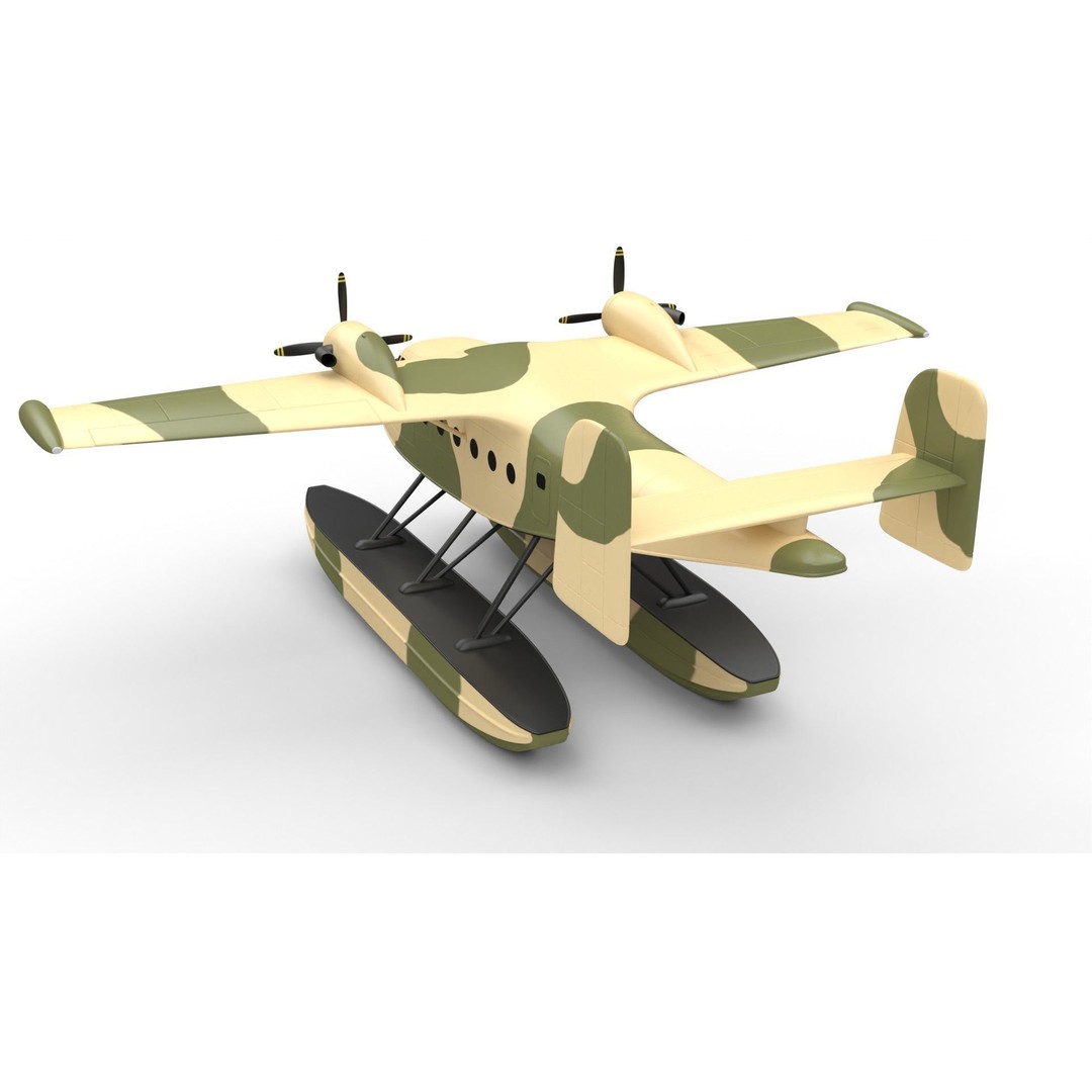 Seaplane 3D Model – Military Floatplane with PBR Textures, FBX - View 6