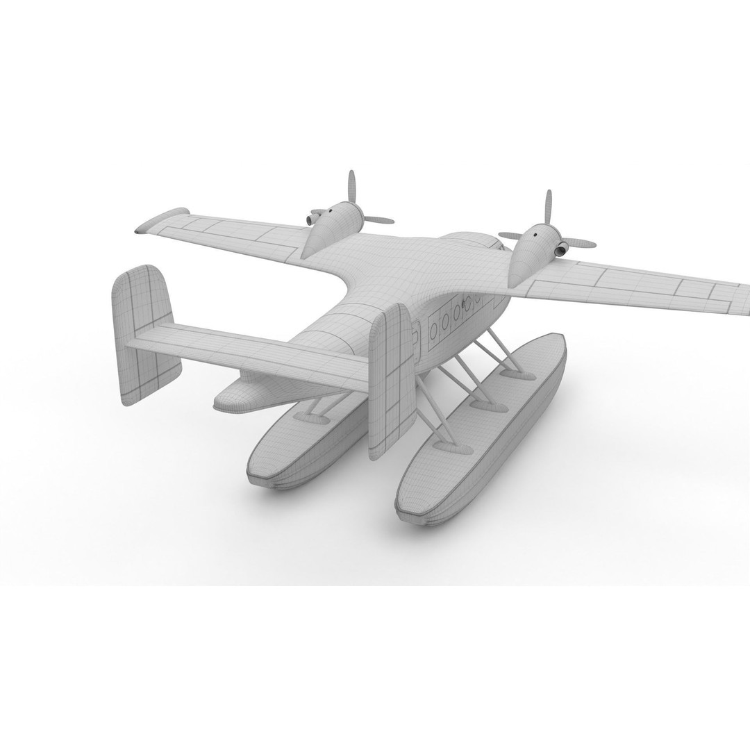 Seaplane 3D Model – Military Floatplane with PBR Textures, FBX - View 7