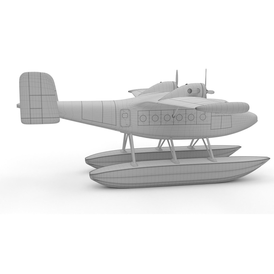 Seaplane 3D Model – Military Floatplane with PBR Textures, FBX - View 8