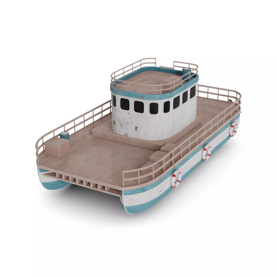 Leisure Pontoon 3D Model – Realistic Fishing Boat, FBX