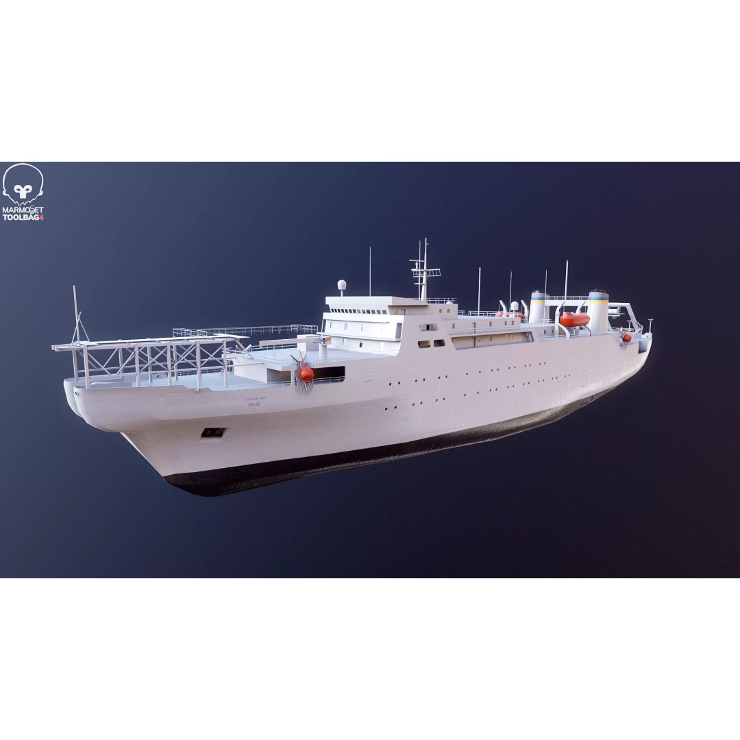 USNS Zeus 3D Model – Low Poly Navy Ship, FBX Game Asset - View 10