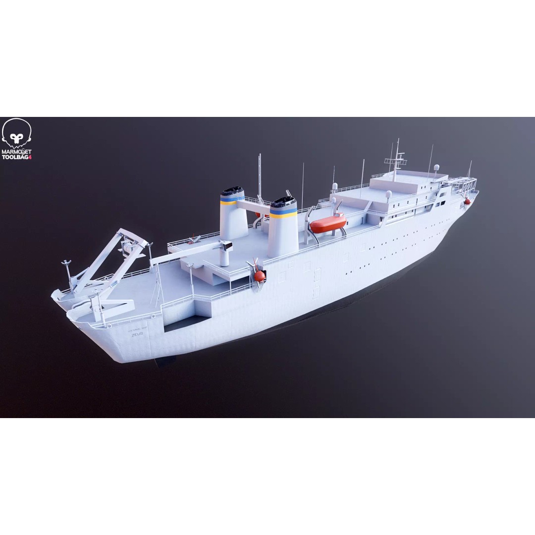 USNS Zeus 3D Model – Low Poly Navy Ship, FBX Game Asset - View 12