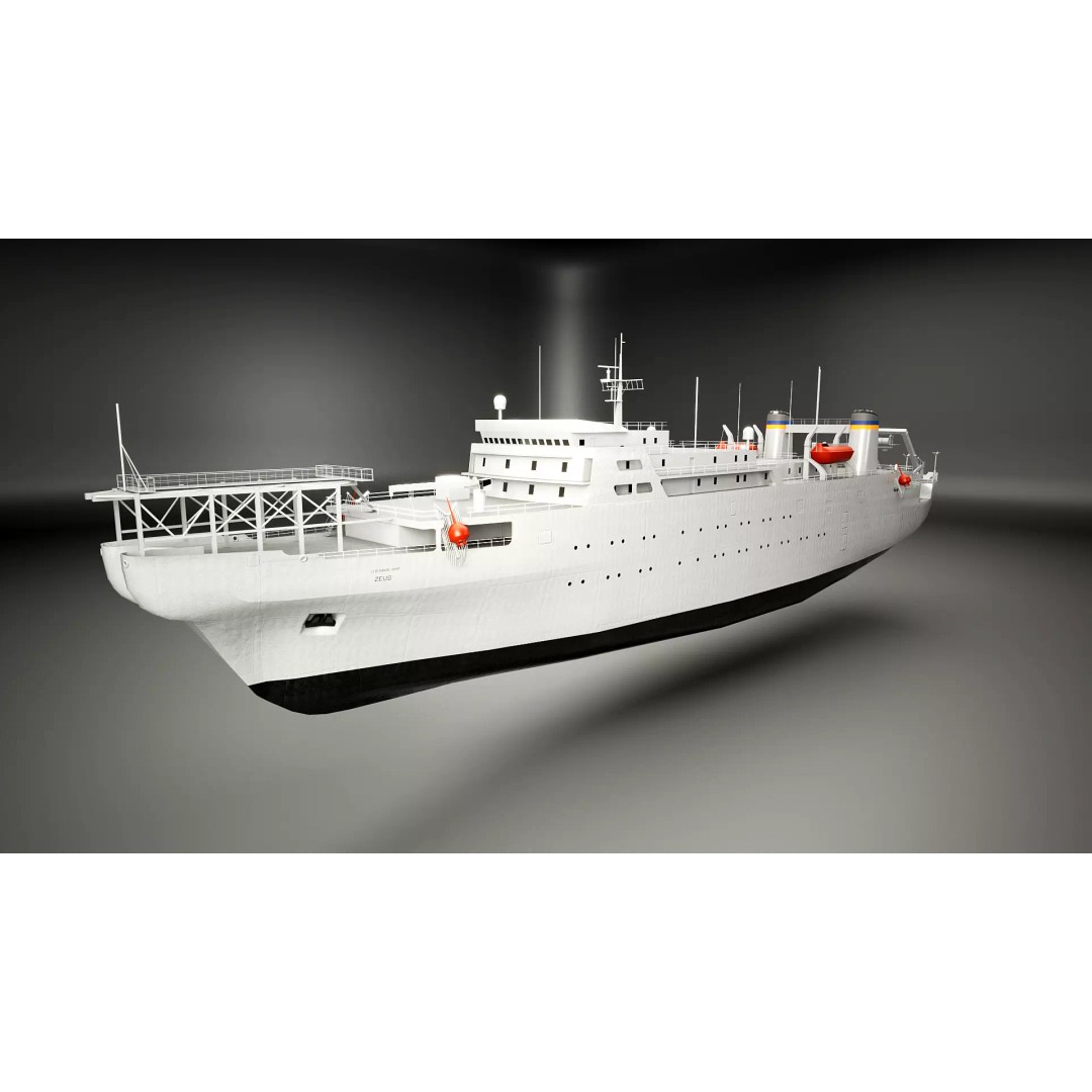 USNS Zeus 3D Model – Low Poly Navy Ship, FBX Game Asset - View 2