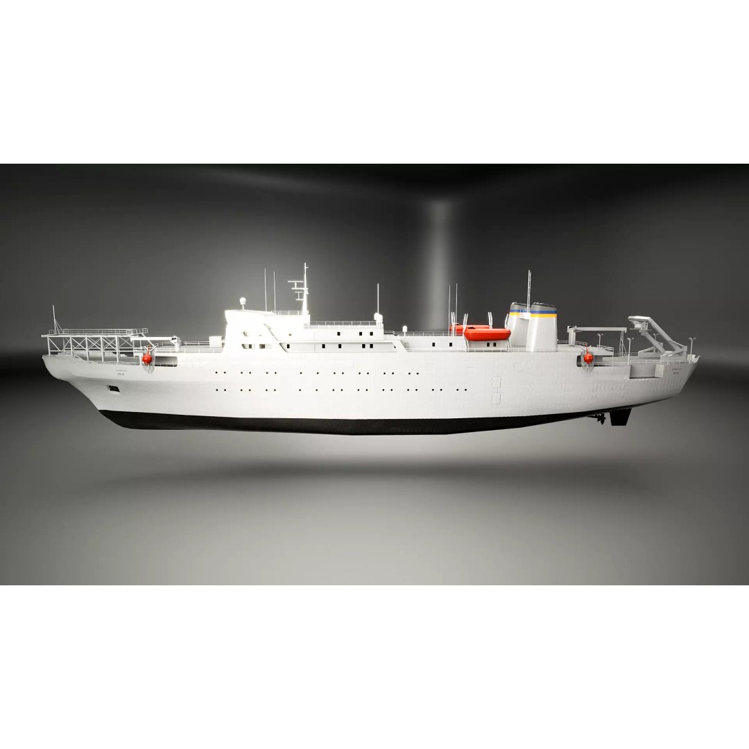 USNS Zeus 3D Model – Low Poly Navy Ship, FBX Game Asset - View 3