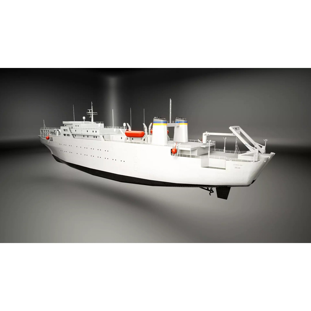 USNS Zeus 3D Model – Low Poly Navy Ship, FBX Game Asset - View 4