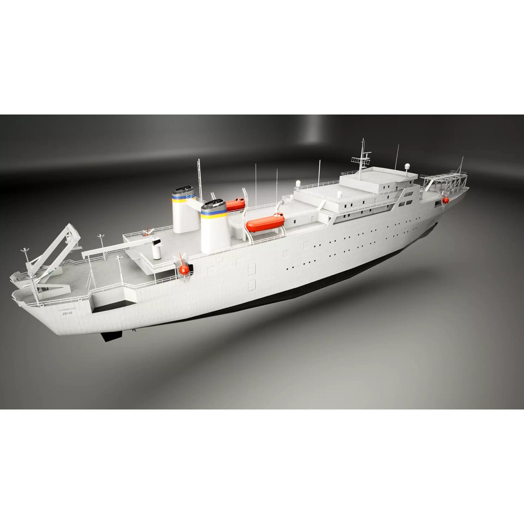 USNS Zeus 3D Model – Low Poly Navy Ship, FBX Game Asset - View 5