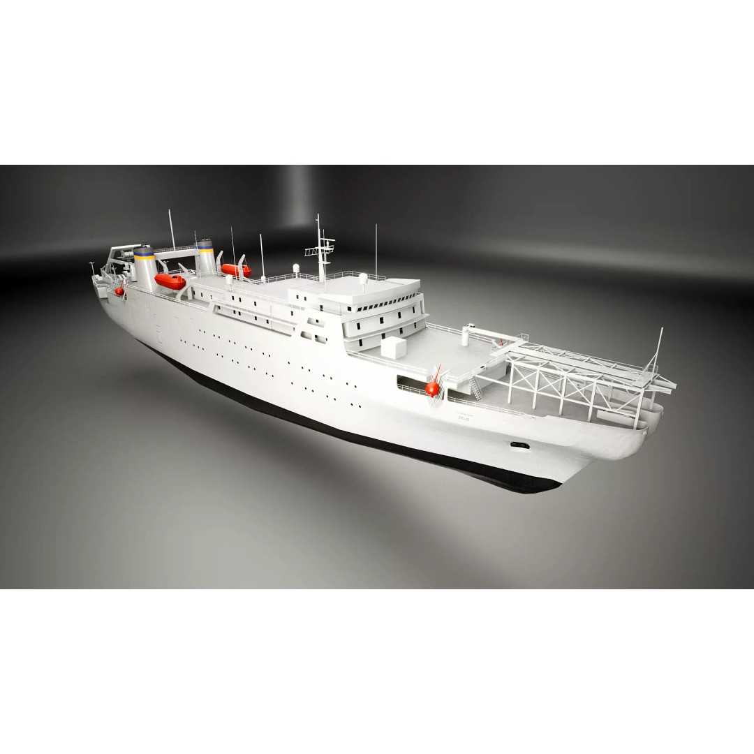 USNS Zeus 3D Model – Low Poly Navy Ship, FBX Game Asset - View 7