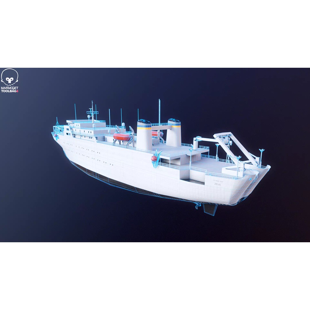 USNS Zeus 3D Model – Low Poly Navy Ship, FBX Game Asset - View 9