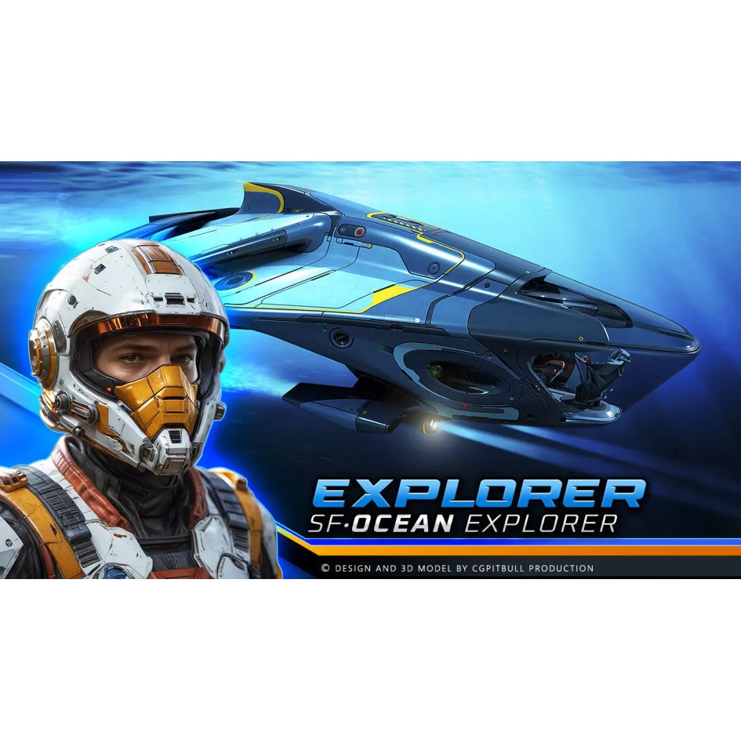 SF Ocean Explorer 3D Model – Low Poly Space Vehicle, FBX & OBJ Formats - View 2