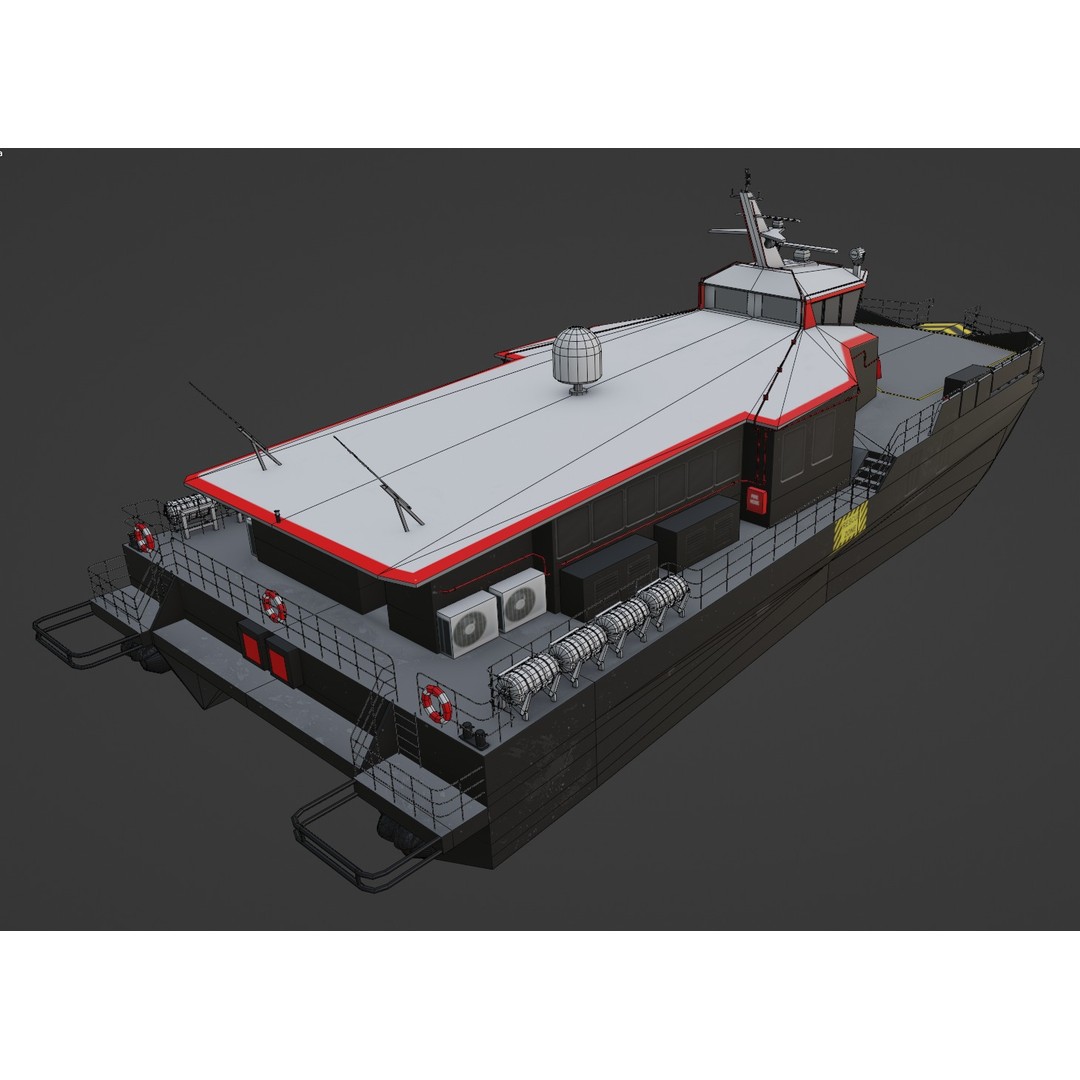 AIRCAT 35 Crewliner 3D Model – Low Poly Watercraft, FBX - View 15