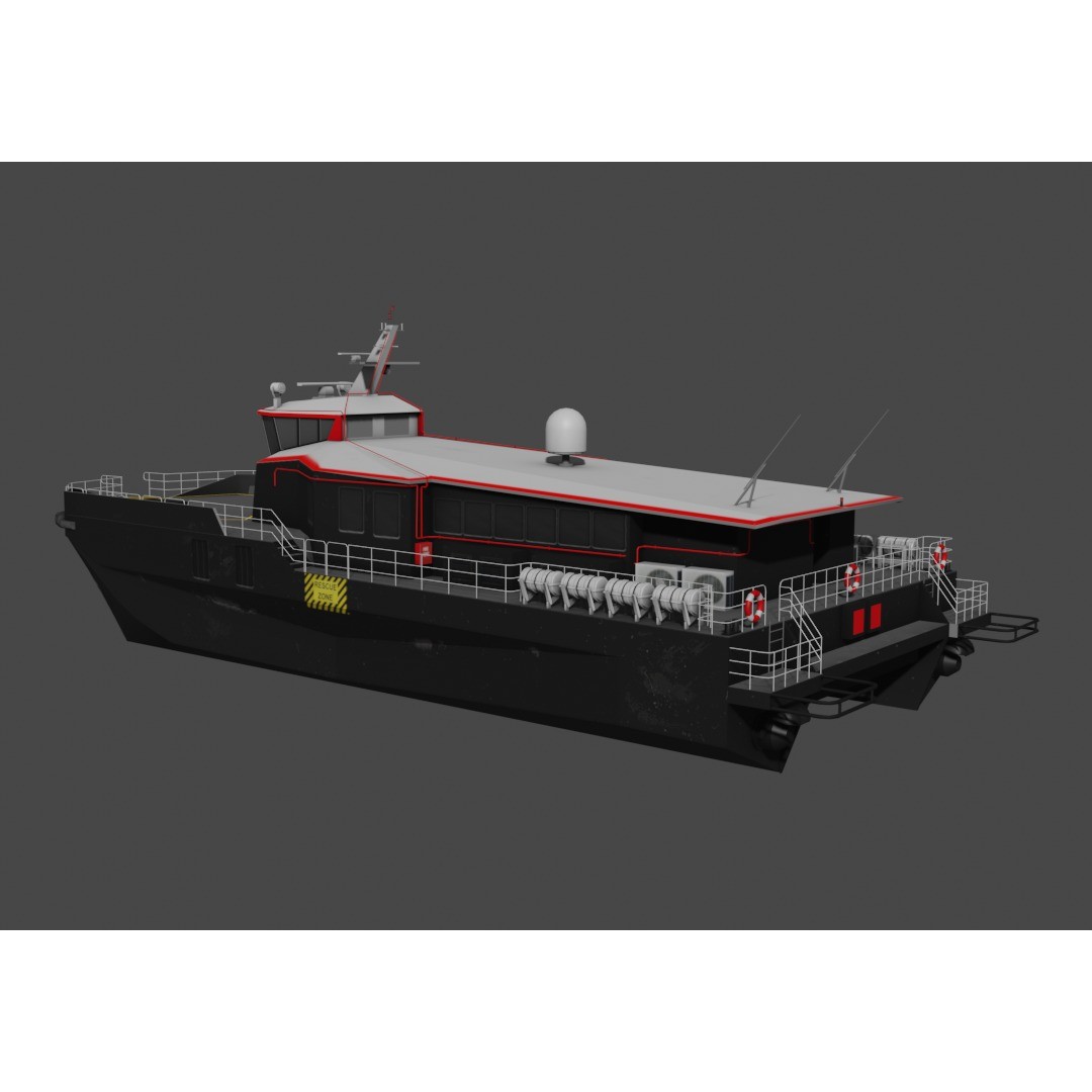 AIRCAT 35 Crewliner 3D Model – Low Poly Watercraft, FBX - View 4