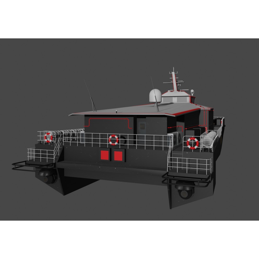 AIRCAT 35 Crewliner 3D Model – Low Poly Watercraft, FBX - View 6