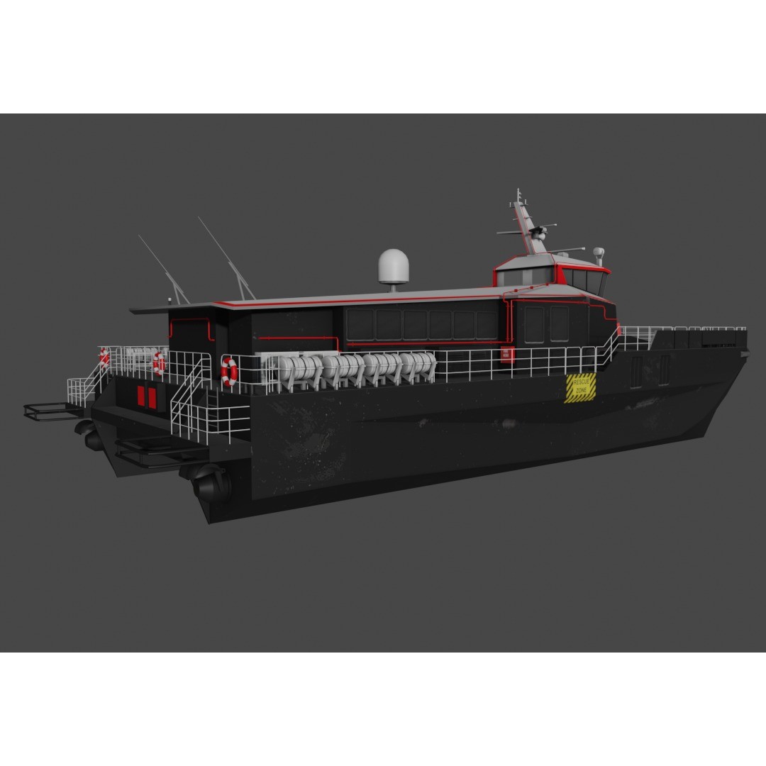 AIRCAT 35 Crewliner 3D Model – Low Poly Watercraft, FBX - View 7