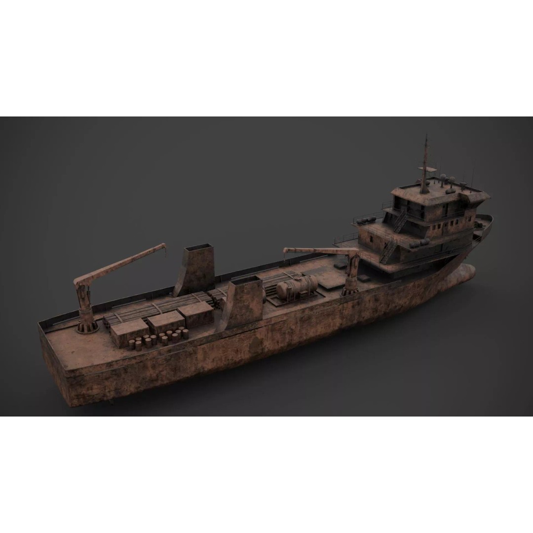 Offshore Supply Vessel 3D Model – Low Poly Industrial Watercraft, FBX - View 11