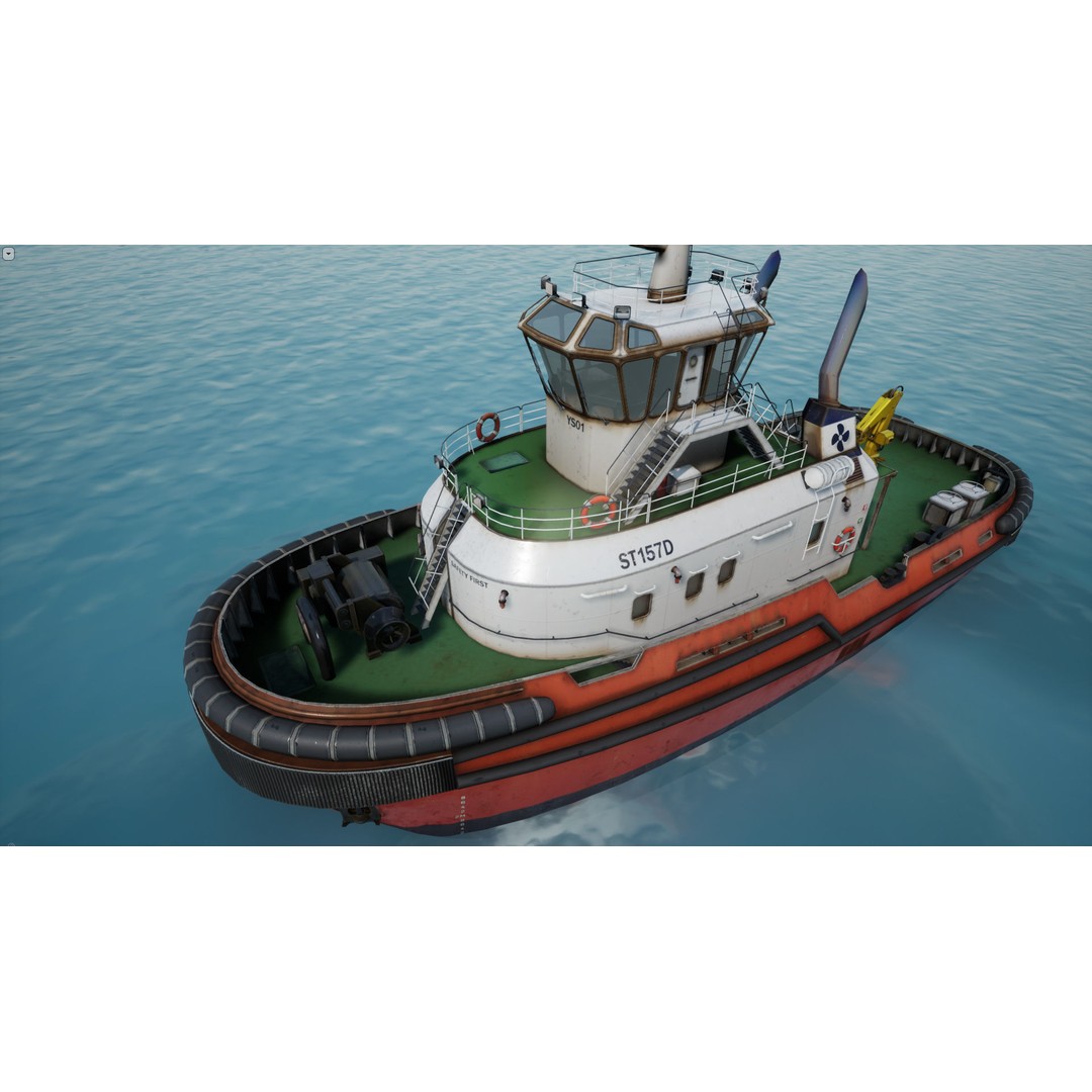 Tug Ship 3D Model – Low Poly Nautical Asset for Games, FBX - View 11