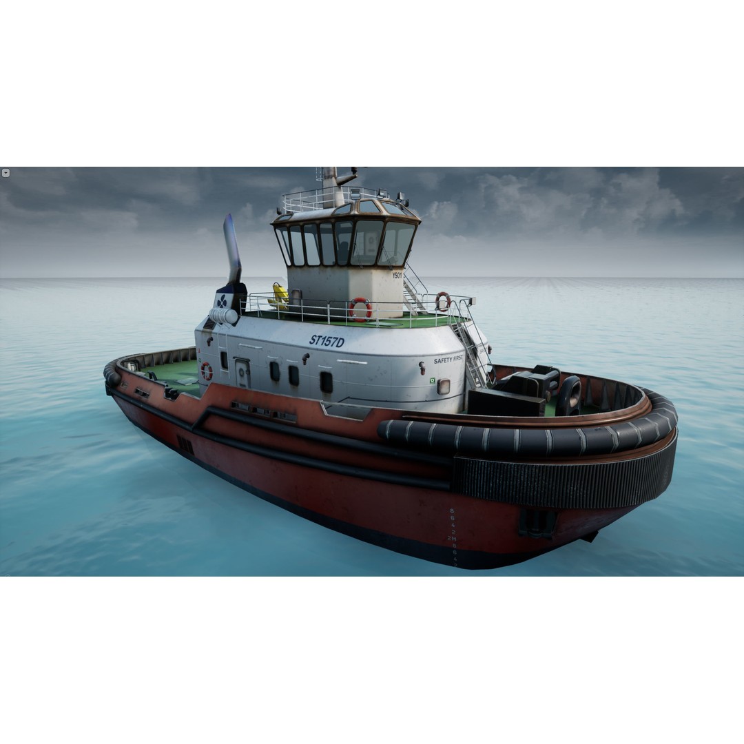Tug Ship 3D Model – Low Poly Nautical Asset for Games, FBX - View 12