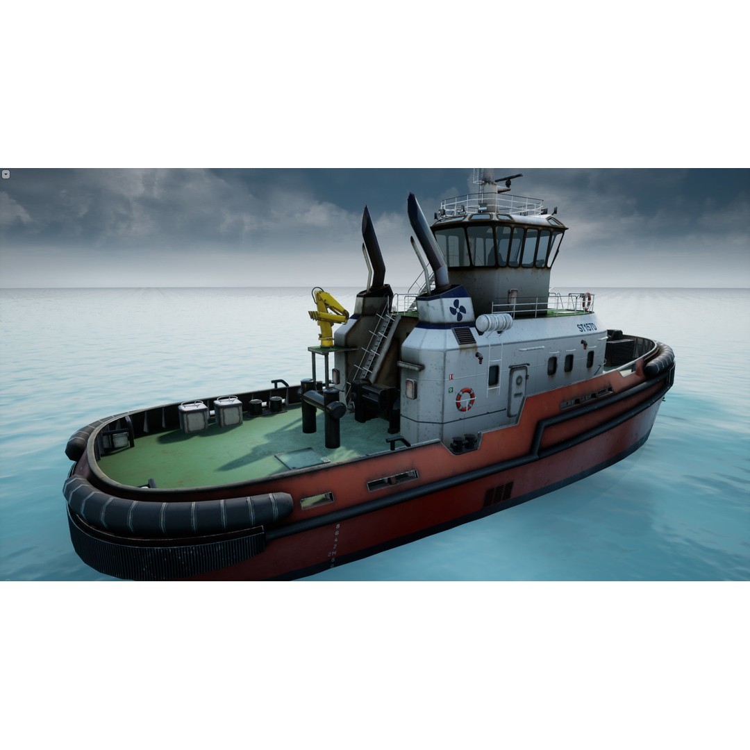 Tug Ship 3D Model – Low Poly Nautical Asset for Games, FBX - View 13