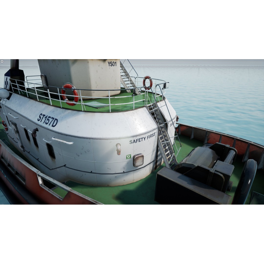 Tug Ship 3D Model – Low Poly Nautical Asset for Games, FBX - View 16