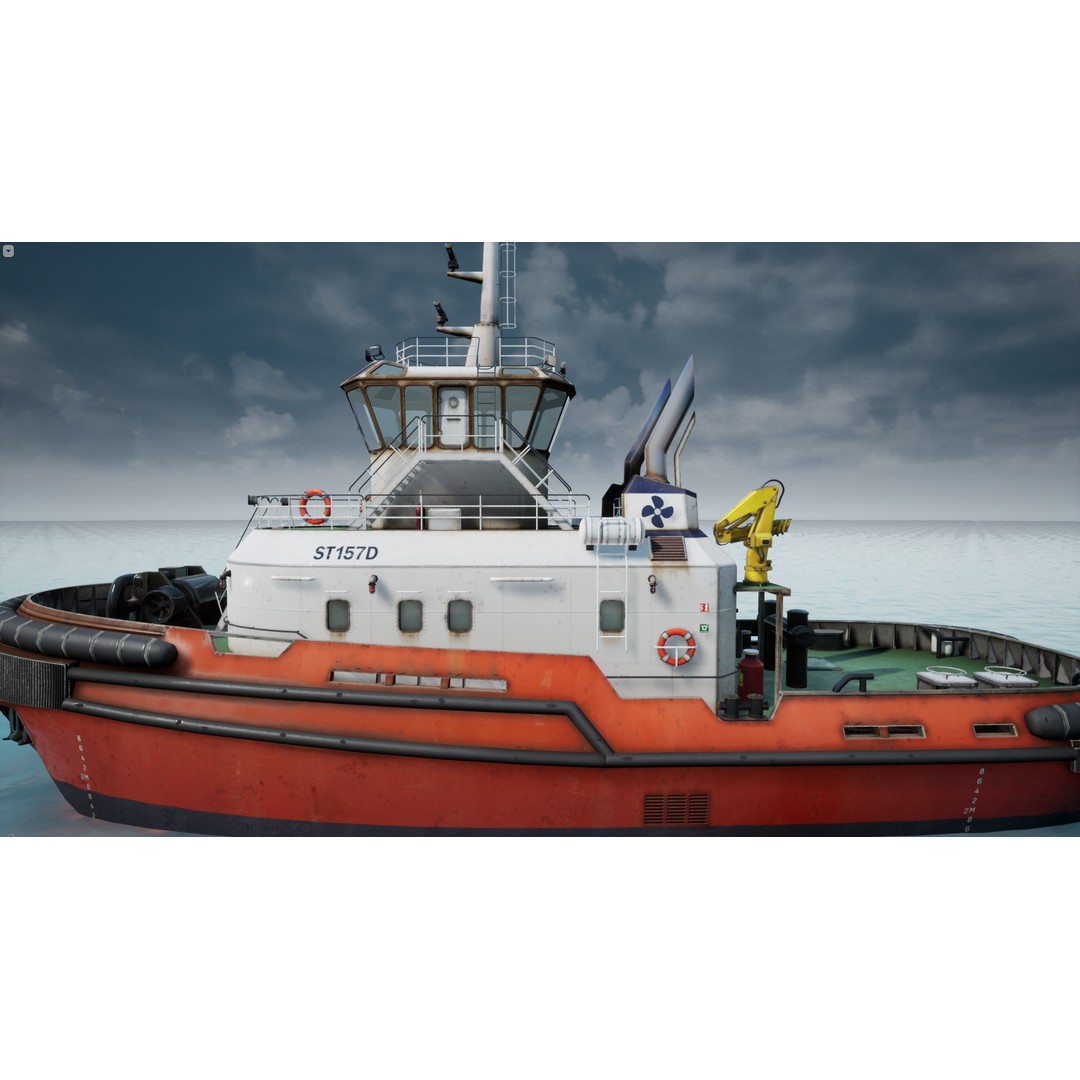Tug Ship 3D Model – Low Poly Nautical Asset for Games, FBX - View 20