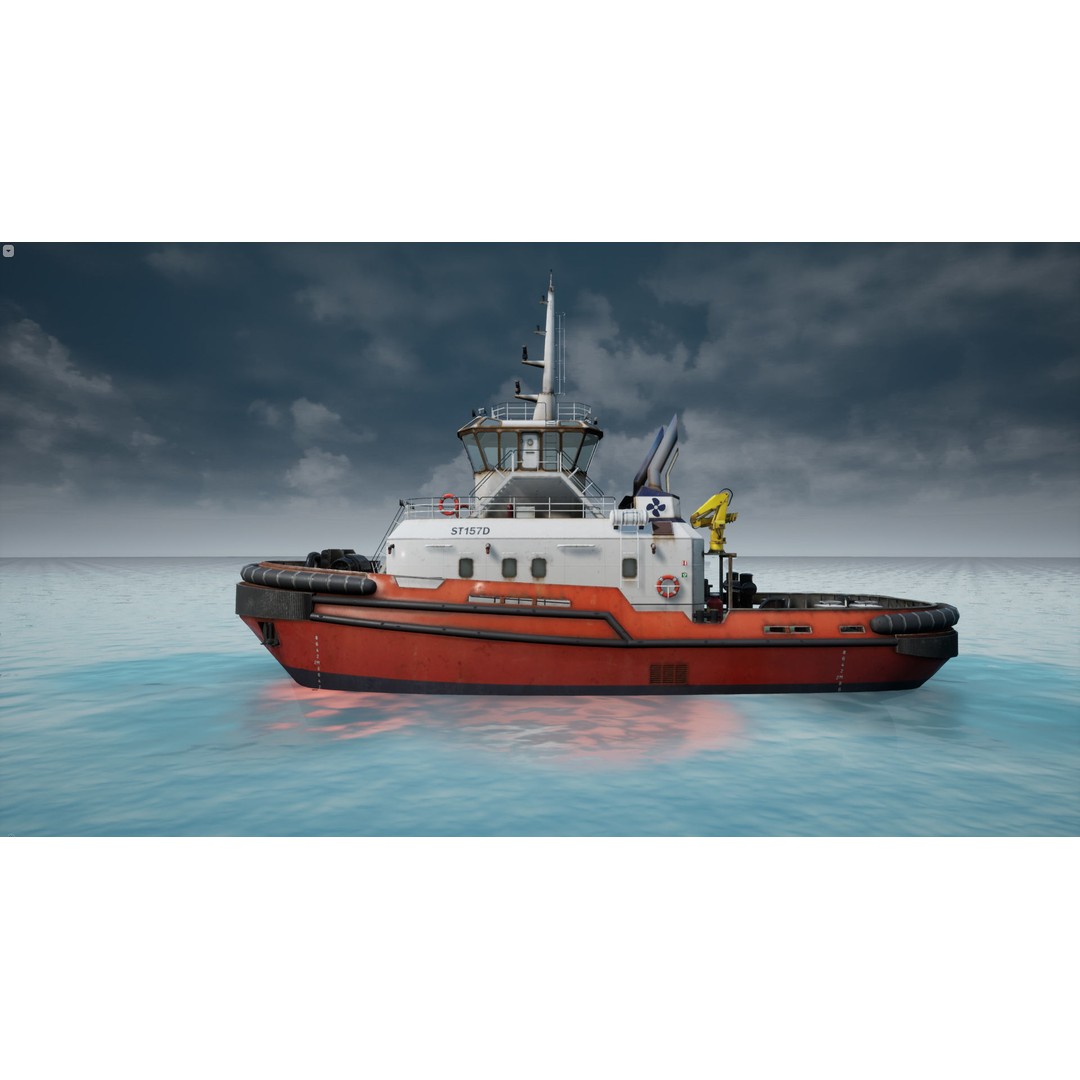 Tug Ship 3D Model – Low Poly Nautical Asset for Games, FBX - View 21