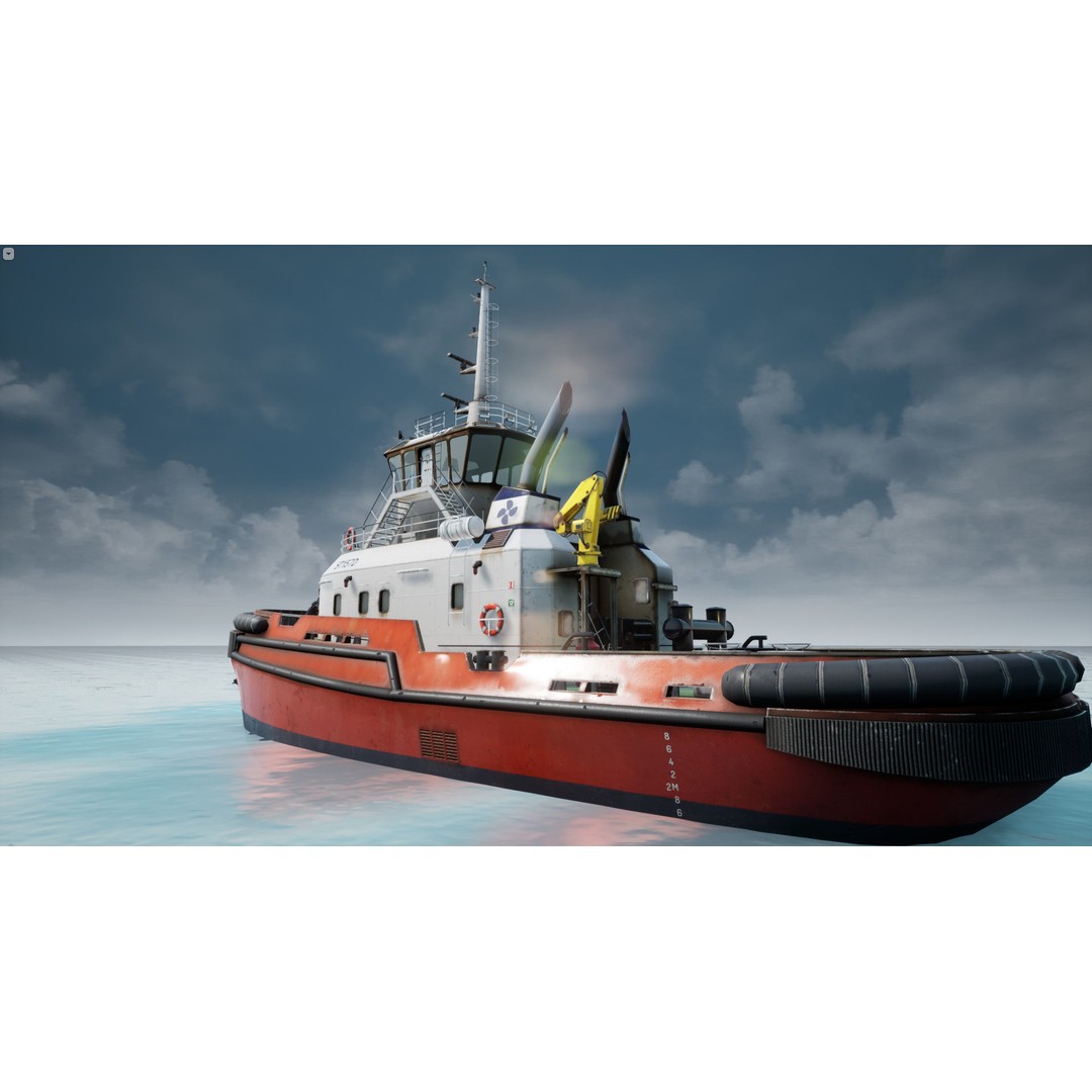 Tug Ship 3D Model – Low Poly Nautical Asset for Games, FBX - View 22