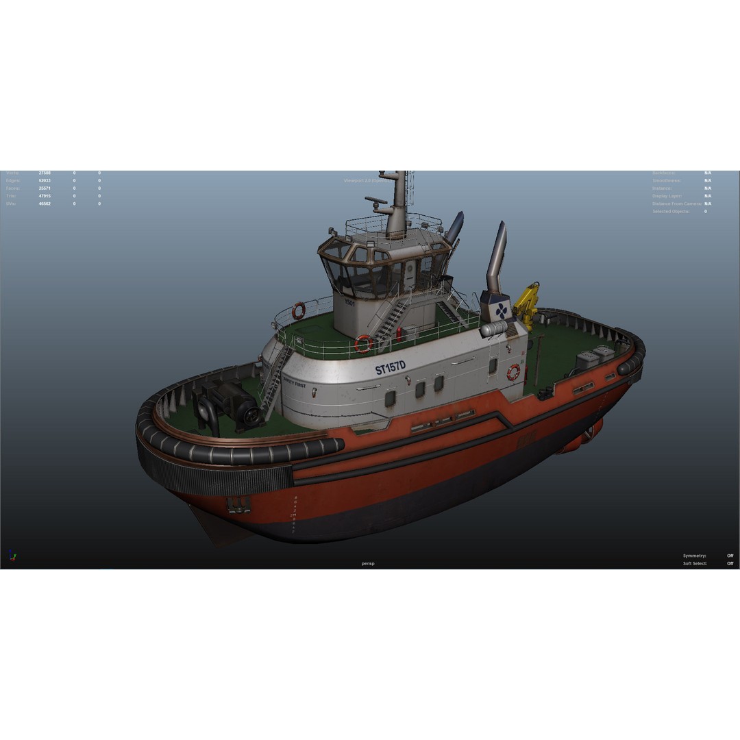 Tug Ship 3D Model – Low Poly Nautical Asset for Games, FBX - View 26