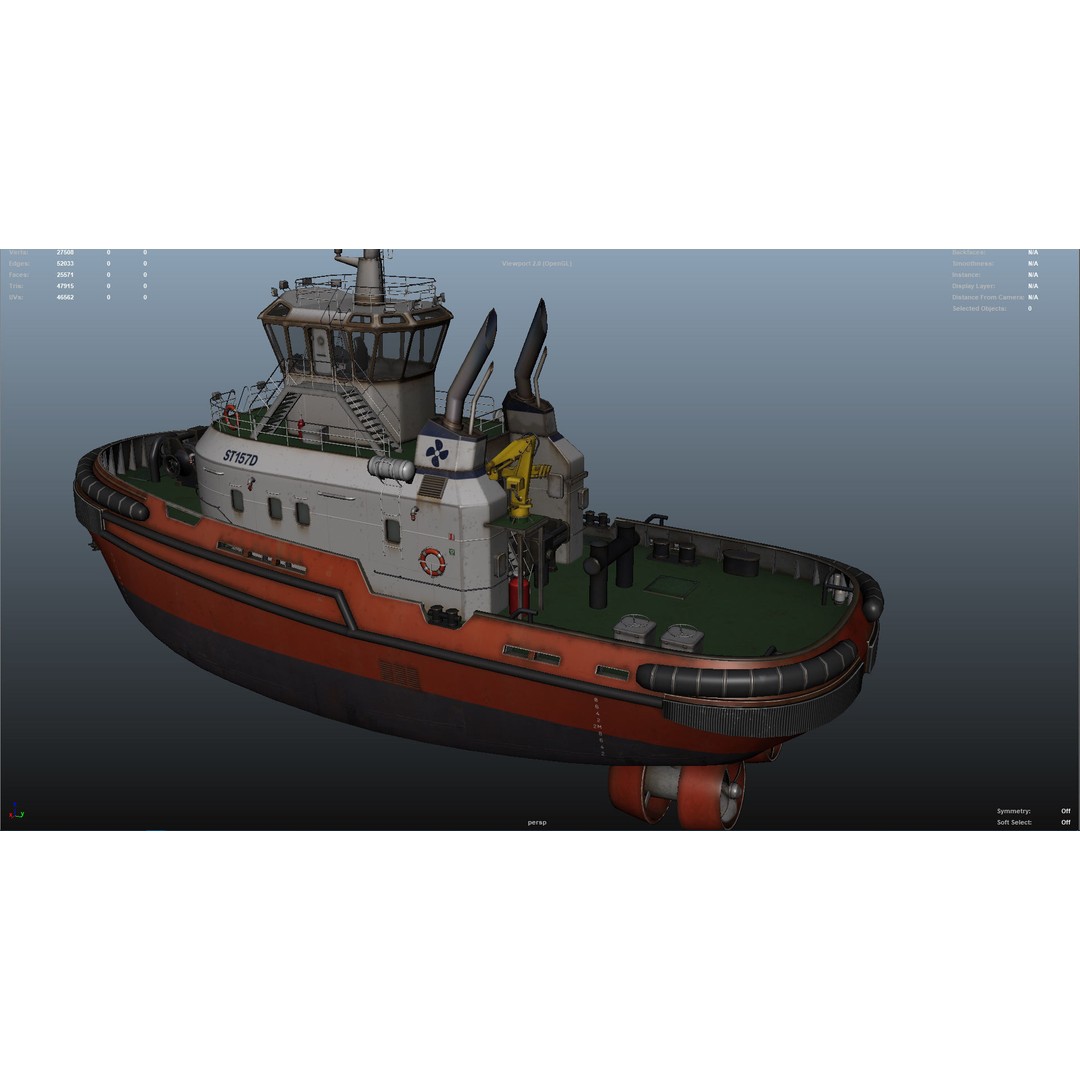 Tug Ship 3D Model – Low Poly Nautical Asset for Games, FBX - View 27