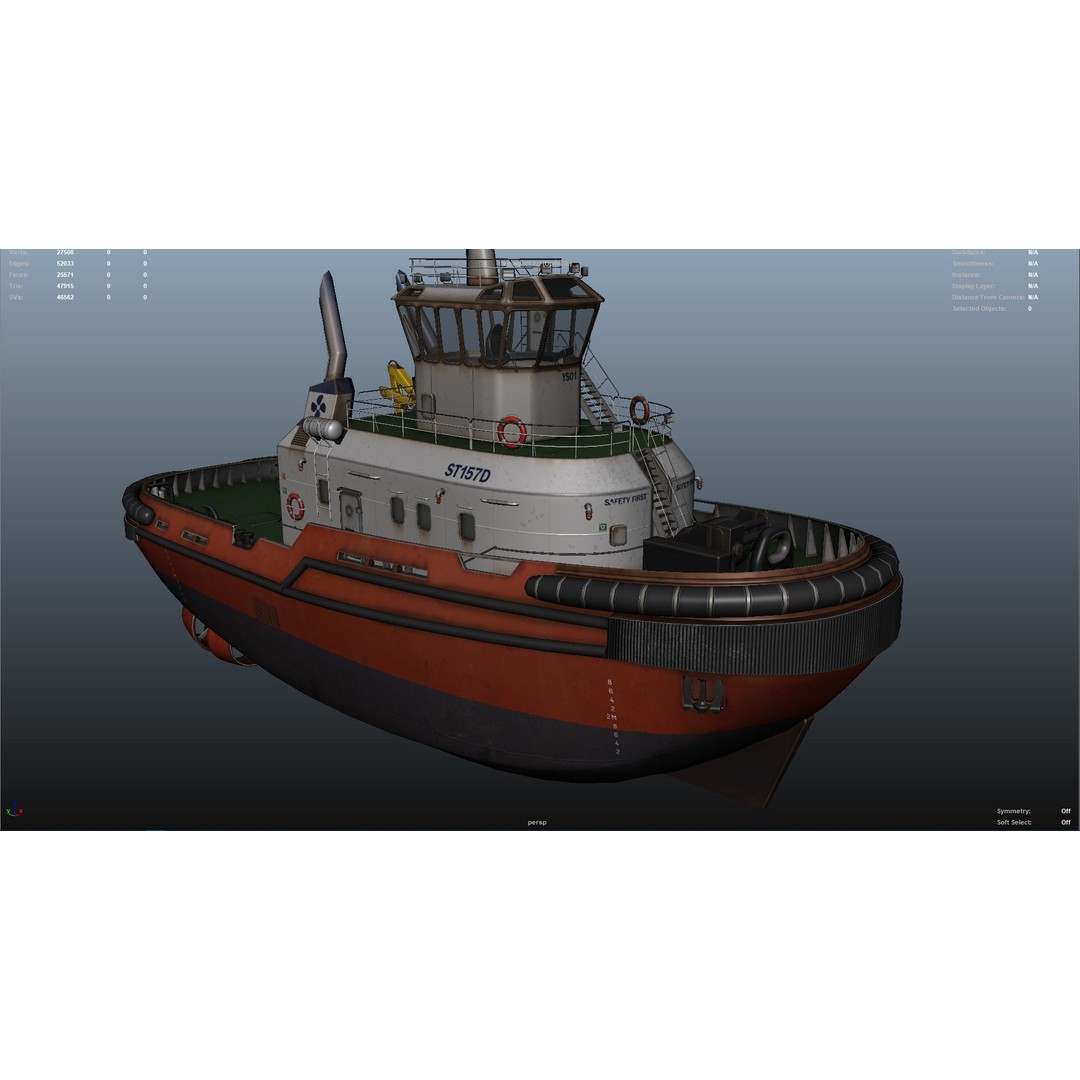 Tug Ship 3D Model – Low Poly Nautical Asset for Games, FBX - View 29