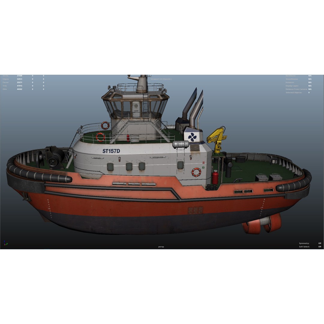 Tug Ship 3D Model – Low Poly Nautical Asset for Games, FBX - View 30