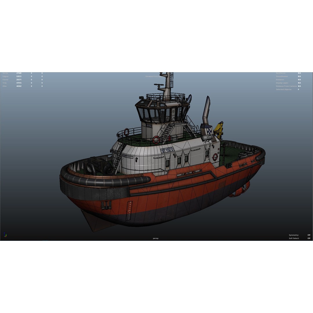 Tug Ship 3D Model – Low Poly Nautical Asset for Games, FBX - View 31