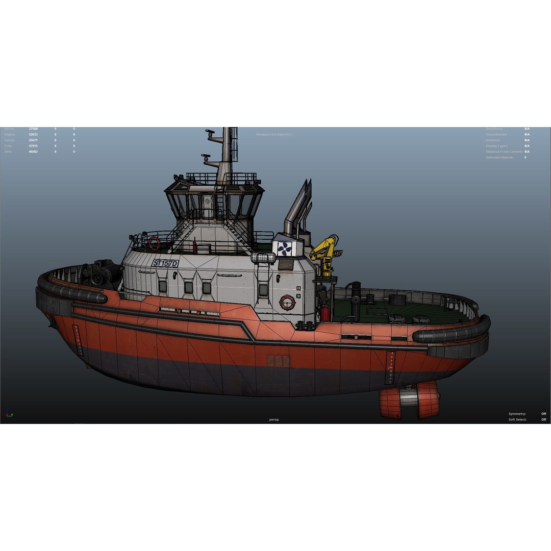 Tug Ship 3D Model – Low Poly Nautical Asset for Games, FBX - View 32