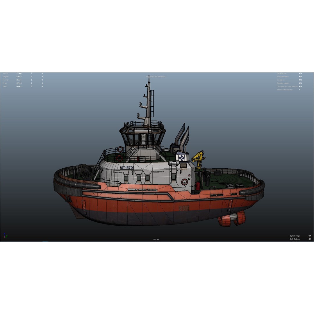 Tug Ship 3D Model – Low Poly Nautical Asset for Games, FBX - View 35